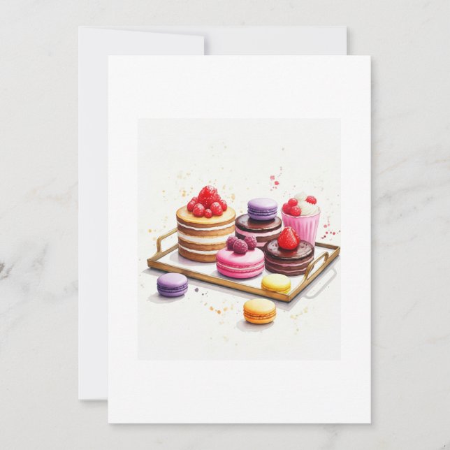 Invitation watercolor pastrys (Devant)