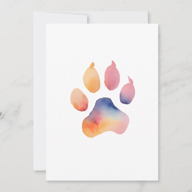 Invitation Watercolor Paw Print Background (Devant)