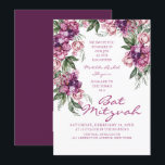 Invitation Watercolor Peony Corporate Logo Bat mitzvah<br><div class="desc">Watercolor Peony Corporate Logo Bat mitzvah Invitations dispose d'un élégant cadre de fleurs Peony violet couleur aquarelle en violet profond doux et rose roux avec feuilles verts sur un arrière - plan blanc avec votre Bat mitzvah Invitation informations dans le centre. Personnalisez en modifiant le texte dans les zones de...</div>