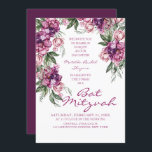 Invitation Watercolor Peony Corporate Logo Bat mitzvah<br><div class="desc">Watercolor Peony Corporate Logo Bat mitzvah Invitations dispose d'un élégant cadre de fleurs Peony violet couleur aquarelle en violet profond doux et rose roux avec feuilles verts sur un arrière - plan blanc avec votre Bat mitzvah Invitation informations dans le centre. Personnalisez en modifiant le texte dans les zones de...</div>