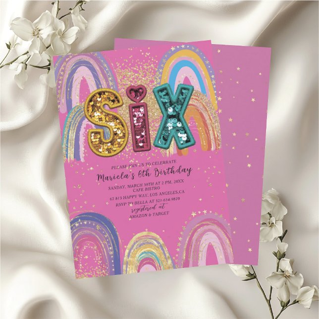 Invitation  Watercolor pink and gold stars  BirthdaInvitation (Créateur téléchargé)