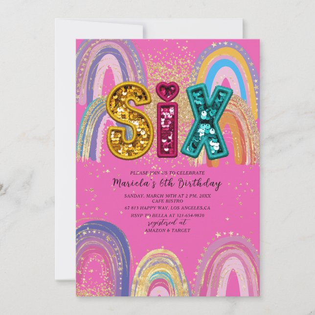 Invitation  Watercolor pink and gold stars  BirthdaInvitation (Devant)