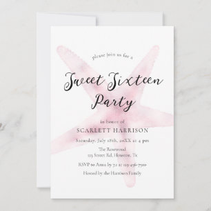 Invitation Watercolor Pink Beach Sweet sixteen Party