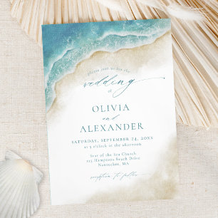 Invitation Watercolor Plage côtière Destination Mariage