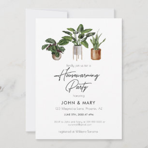 Invitation Watercolor Plante Fête de réchauffement ménager