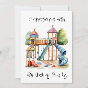 Invitation Watercolor Playground Park Fête d'anniversaire des