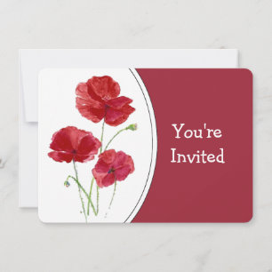 Invitation Watercolor Poppy Garden Flower Floral