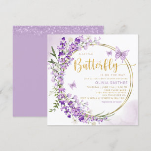 Invitation Watercolor Purple Butterfly Baby Girl Baby shower