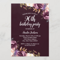 Watercolor Purple Floral 90e anniversaire