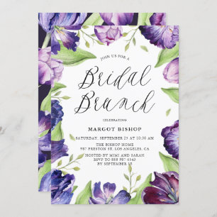 Invitation Watercolor Purple Tulips Floral Bridal Brunch