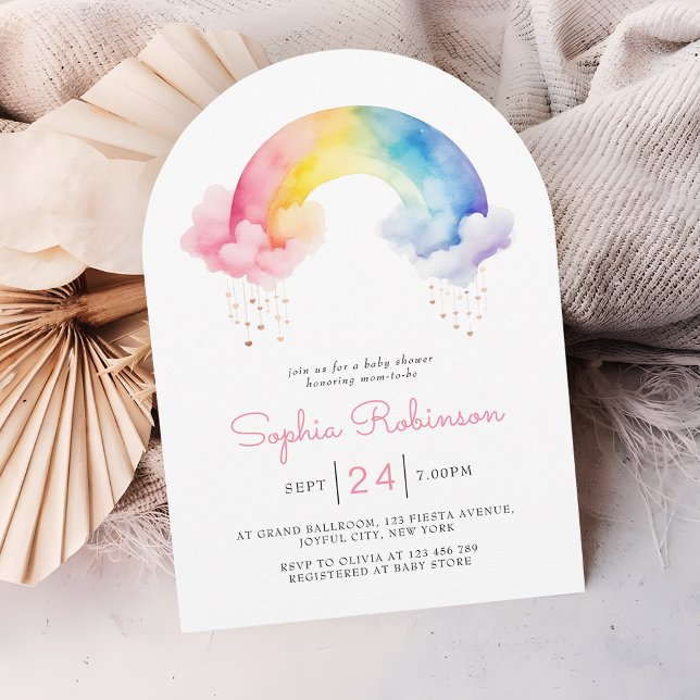 Invitation Watercolor Rainbow Baby Shower whimsical Arch (Créateur téléchargé)