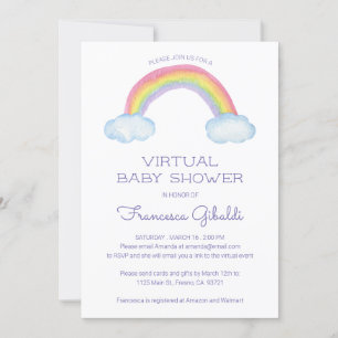 Invitation Watercolor Rainbow Online Baby shower virtuel