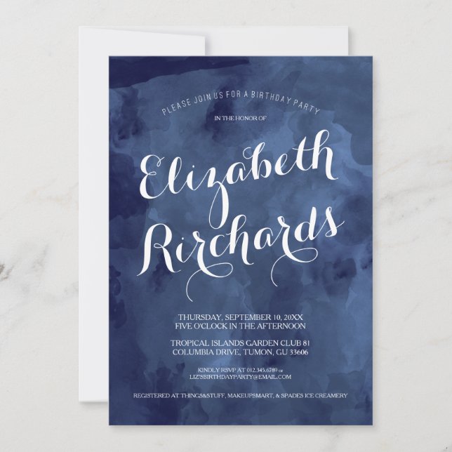 Invitation Watercolor Romance Fête d'anniversaire (Devant)