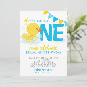 Invitation Watercolor Rubber Duck 1ère fête d'anniversaire