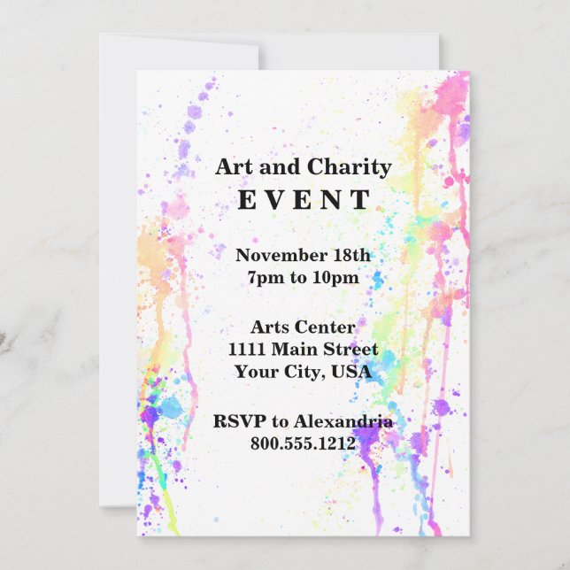 Invitation Watercolor Run Artistic Custom Event (Devant)