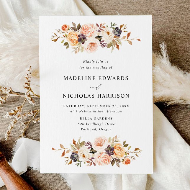 Invitation Watercolor Rustic Fall Floral Wedding (Créateur téléchargé)