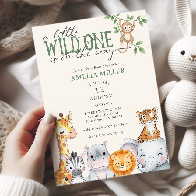 Invitation Watercolor Safari Jungle Animals Baby Shower  (Watercolor Safari Jungle Animals Baby Shower Invitation)