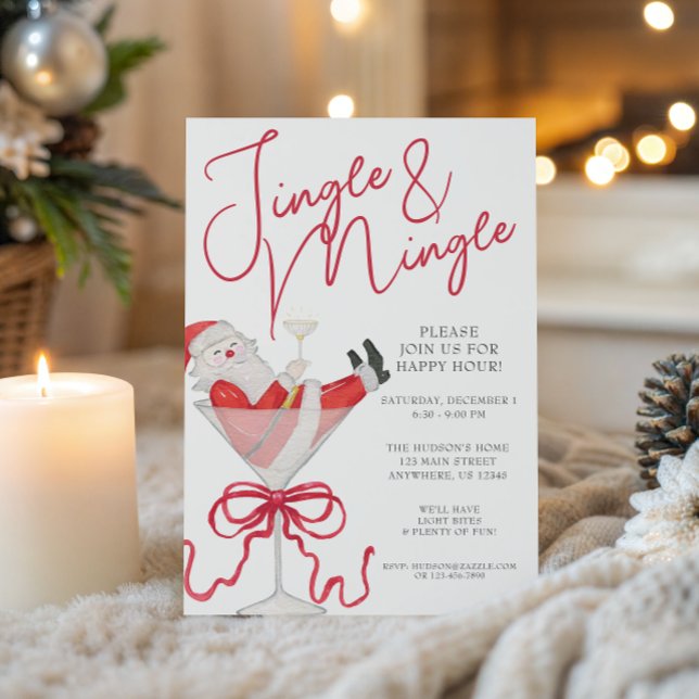Invitation Watercolor Santa Christmas Cocktail Party (Créateur téléchargé)