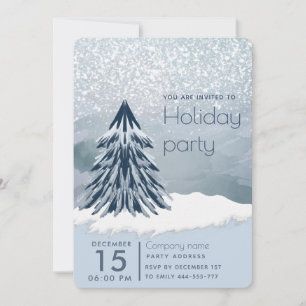 Invitation Watercolor sapin vacances hiver