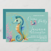 Watercolor Seahorse Ocean Beach Anniversaire