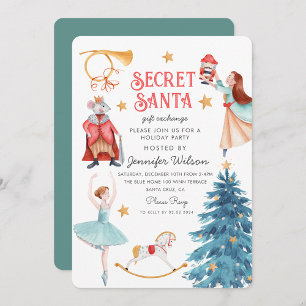Invitation Watercolor Secret Père Noël Nutcracker Ballerina
