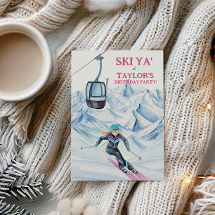 Invitation Watercolor Skiing Party