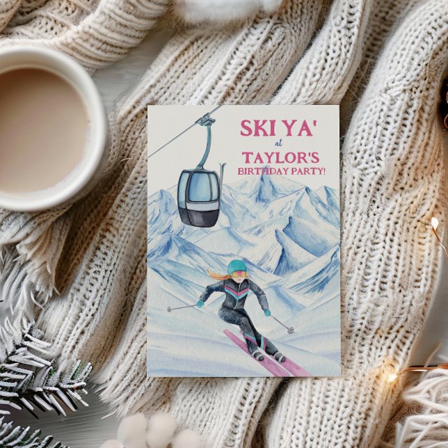 Invitation Watercolor Skiing Party (Créateur téléchargé)