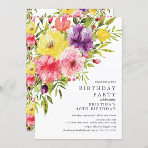 Invitation Watercolor Spring FloralInvitation fête d'annivers