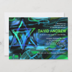 Invitation WATERCOLOR STAR Bar Bat mitzvah pour Sarah