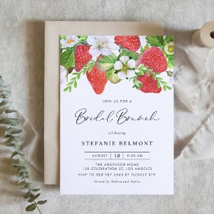 Invitation Watercolor Strawberries Botanical Bridal Brunch