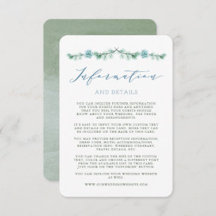 Invitation Watercolor Succulents Garden Wedding Info Card