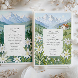 Invitation Watercolor Suisse Mariage Edelweiss