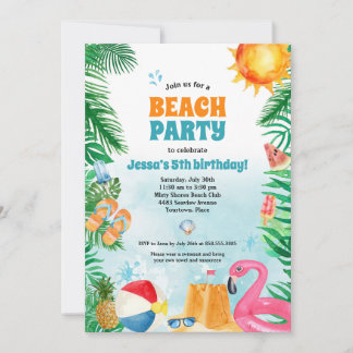 Invitation Watercolor Summer Beach Party