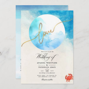 Invitation Watercolor Summer Beach Wedding Photo