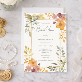 Invitation Watercolor Summer Floral Bridal Shower 