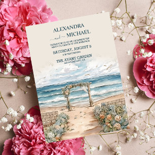 Invitation Watercolor Summer Ocean Beach Mariage