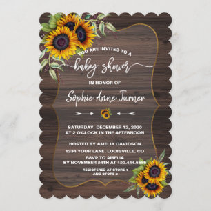 Invitation Watercolor Sunflower Baby shower d'écriture manusc