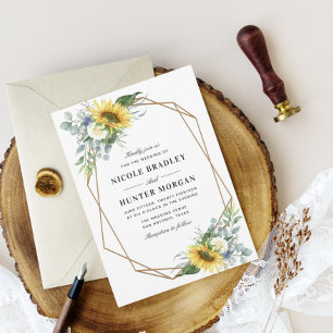 Invitation watercolor sunflower eucalyptus bridal shower