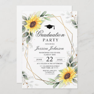 Invitation Watercolor Sunflower Eucalyptus Graduation Party
