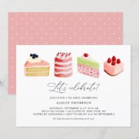 Watercolor Sweet Cakes Tea Party Brunch