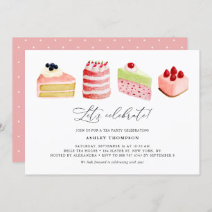 Invitation Watercolor Sweet Cakes Tea Party Brunch