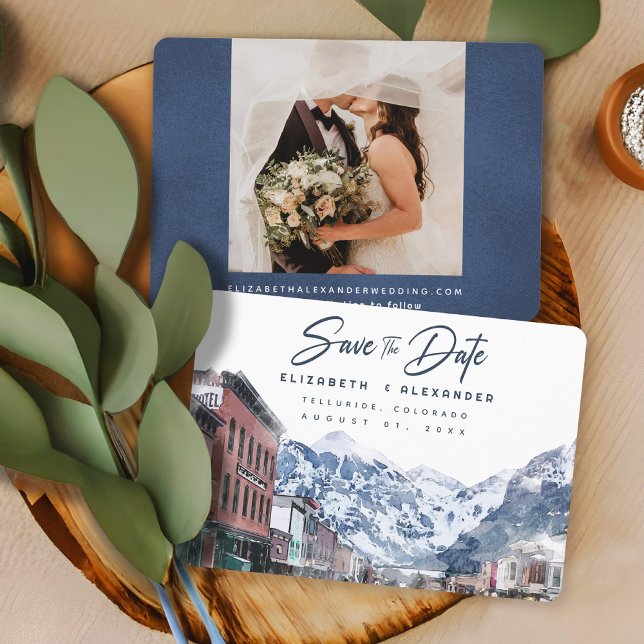 Invitation Watercolor Telluride Co Mariage Ski Enregistrer la (Créateur téléchargé)