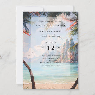 Invitation Watercolor Thaïlande Mariage de plage tropicale