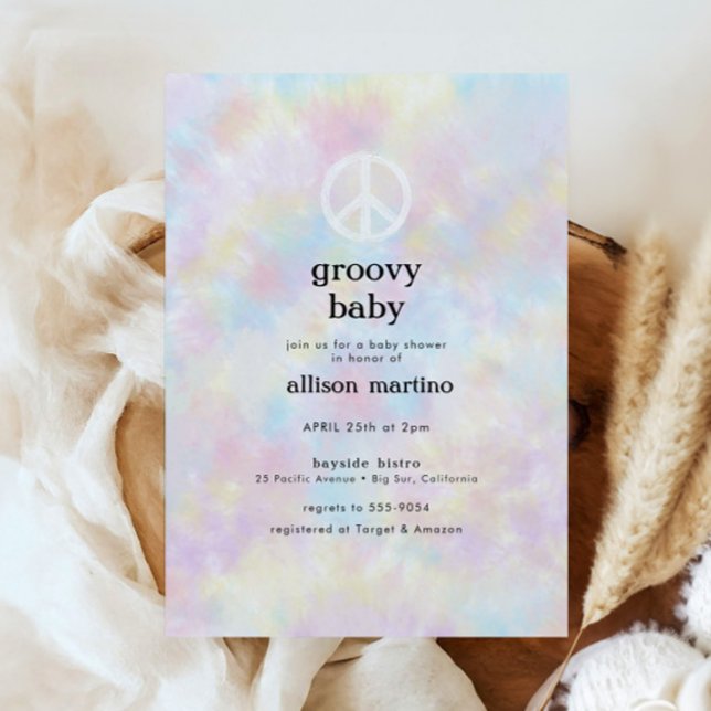 Invitation Watercolor Tie Dye Peace Hippie Baby shower (Créateur téléchargé)