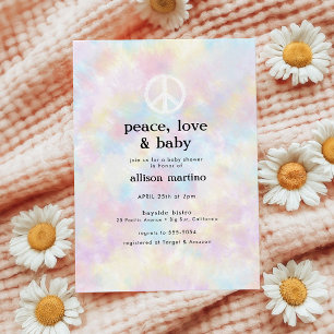 Invitation Watercolor Tie Dye Peace Hippie Baby shower