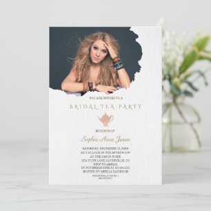 Invitation Watercolor Tordu Papier déchirée Photo Bridal Tea
