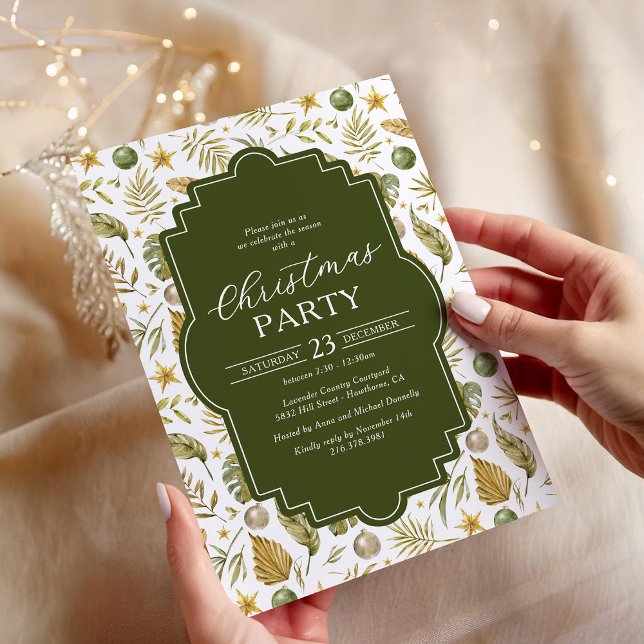 Invitation Watercolor Tropical Christmas Holiday Party (Créateur téléchargé)