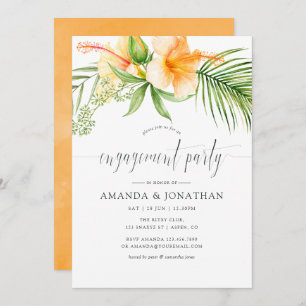 Invitation Watercolor Tropical Floral Beach Engagement Party