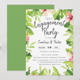 Invitation Watercolor Tropical Floral Engagement Party