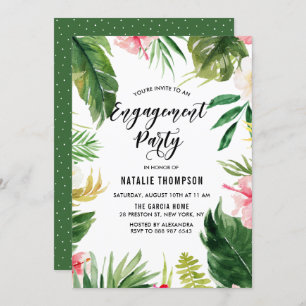 Invitation Watercolor Tropical Floral Frame Engagement